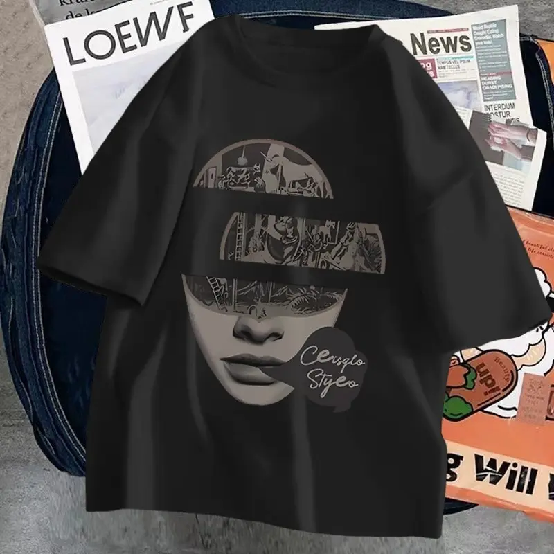 NASA IDOL Kaos oversize distro pria&wanita Hitam Dewasa T-shirt Lengan Pendek Pr Kaos polos yang lembut dan nyaman, simple dan serbaguna 1