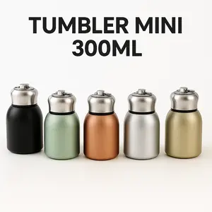 TUMBLER MINI Portable 300ml botol air minum koi stainles Mug Mini Tahan Panas & Dingin Kado Souvenir Vacuum Steel Silicon Hitam Putih