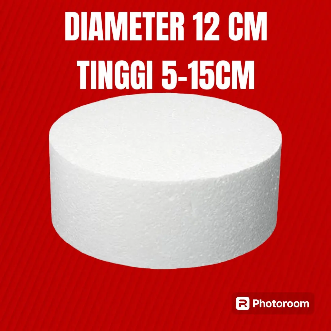 Dummy cake diameter 12cm dengan tinggi 5,7,10,12,15cm dengan bentuk bulat gabus kue