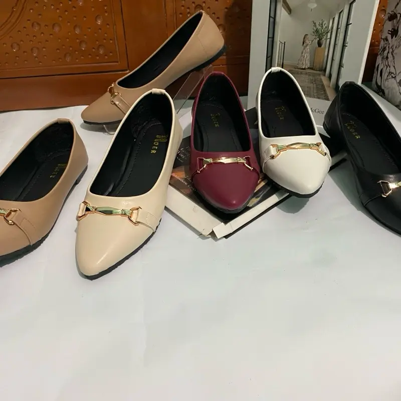 Noer Sohss Sepatu Fltsohoss Wanita Sol karet anti licin wanita elgan Formal