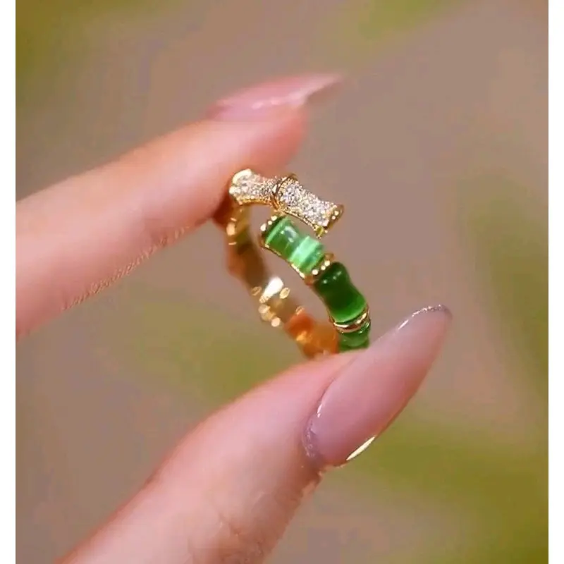cincin batu giok bambu ori titanium