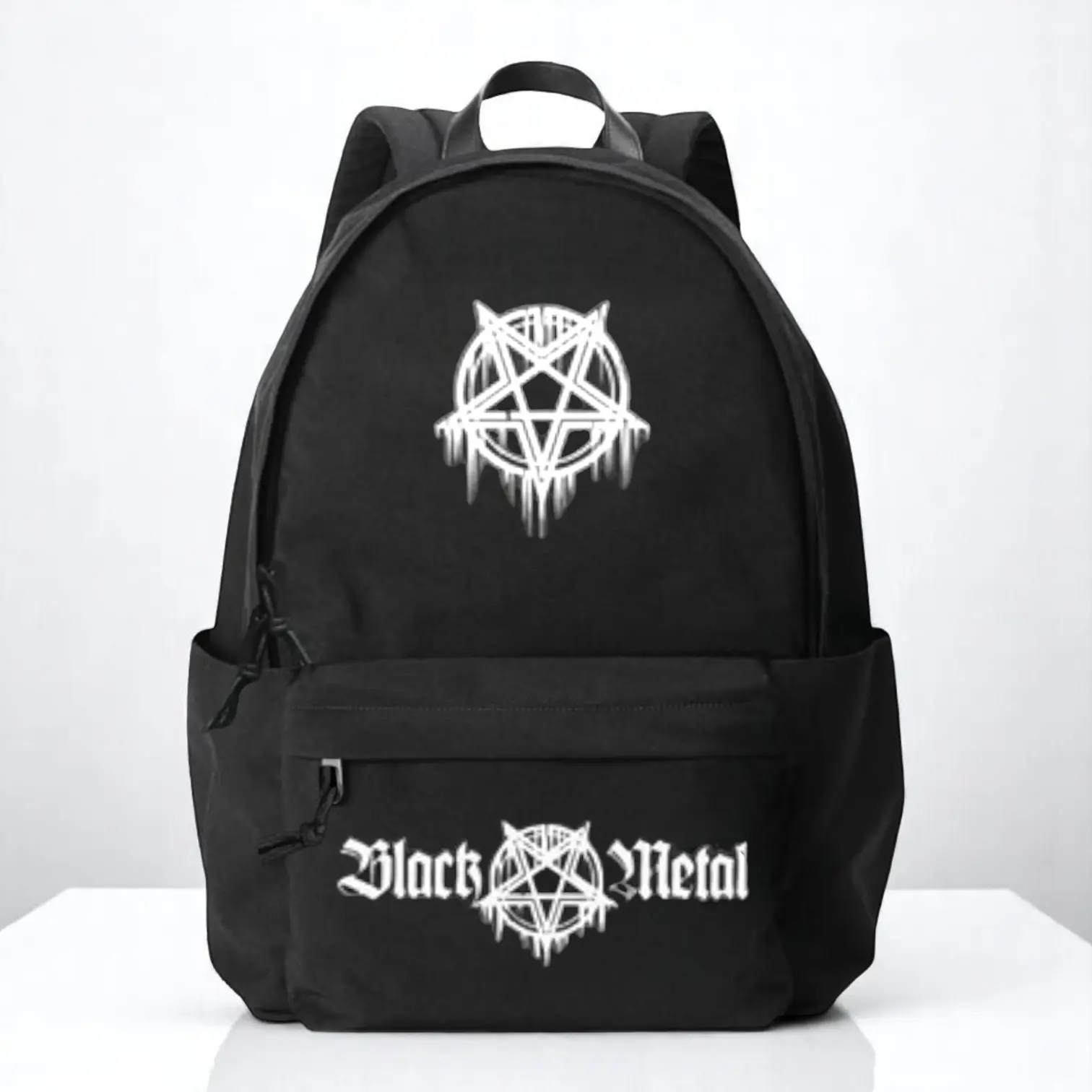 Tas Distro Pria Motif Band Black Metal Backpack Fashion Terbaru Bag Pelajar Sekolah SD SMP SMA SMK Pria Wanita Bahan Kanvas D300