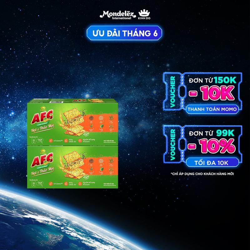 Bánh Cracker AFC Dinh Dưỡng Hạt Và Thảo Mộc Vị Bắp Xào Bơ, Combo 2 Hộp x 109g