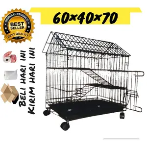 Ready!! KANDANG KUCING MODEL RUMAH TINGKAT 2 UK 60×40×70CM