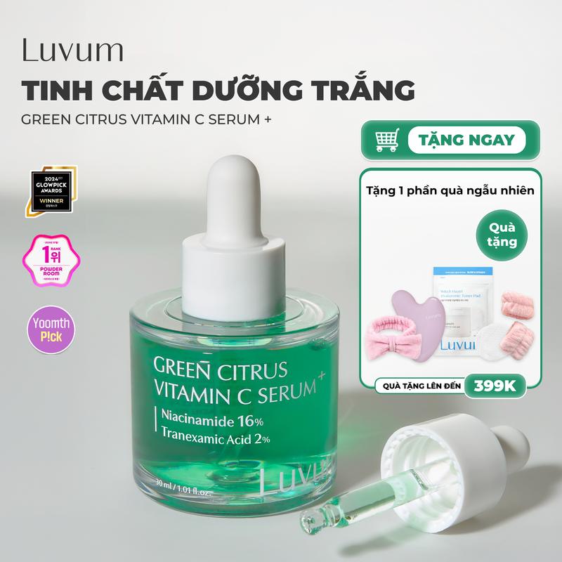 [Duy Nhất - 15.10] Tinh Chất Dưỡng Trắng Mờ Thâm Nám 2% Tranexamic Acid + 16% Niacinamide Luvum Green Citrus Vitamin C Serum + (30ml)