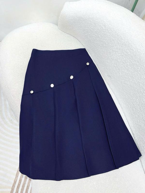 Chân váy lẻ (KHÔNG KÈM ÁO) nữ thiết kế Nhật Vy đính nút kiểu dáng dài xoè bigsize chất lụa phù hợp công sở văn phòng dự tiệc tặng vợ mẹ màu xám nâu xanh đen - D3339