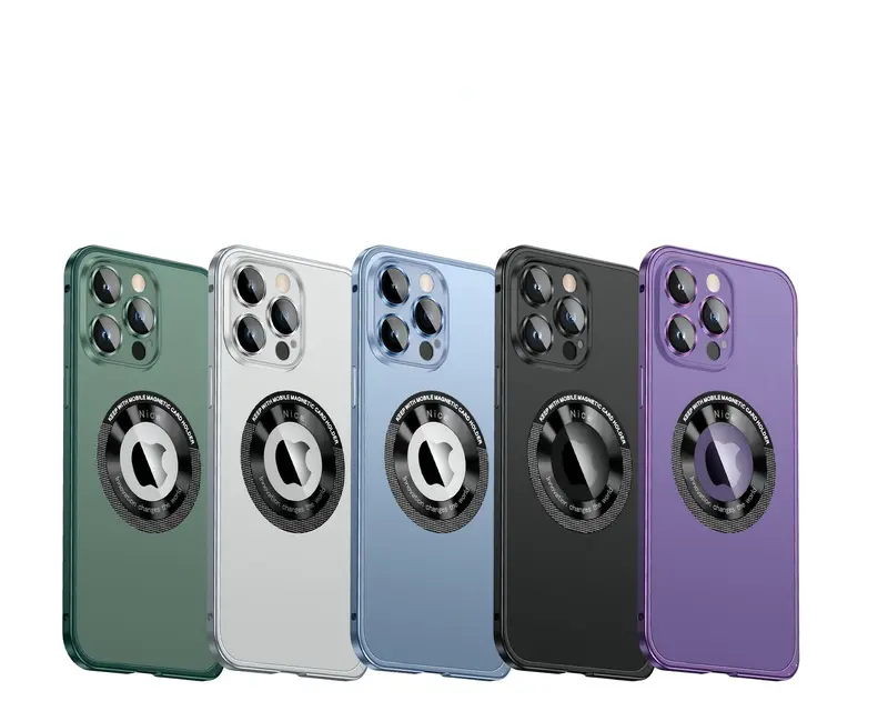 Ốp Điện Thoại Di Động MsyHeZhi, Thích Hợp Cho iPhone 12, 13, 14, 15, Por, Max Plus, Khung Hợp Kim Nhôm Bắn Tóc Kim Loại, Hỗ Trợ Sạc Không Dây, Logo Hiển Thị Có Thể Nhìn Thấy Trực Tiếp, Làm Bằng Nhựa Nhôm Kim Loại ip15plus 8