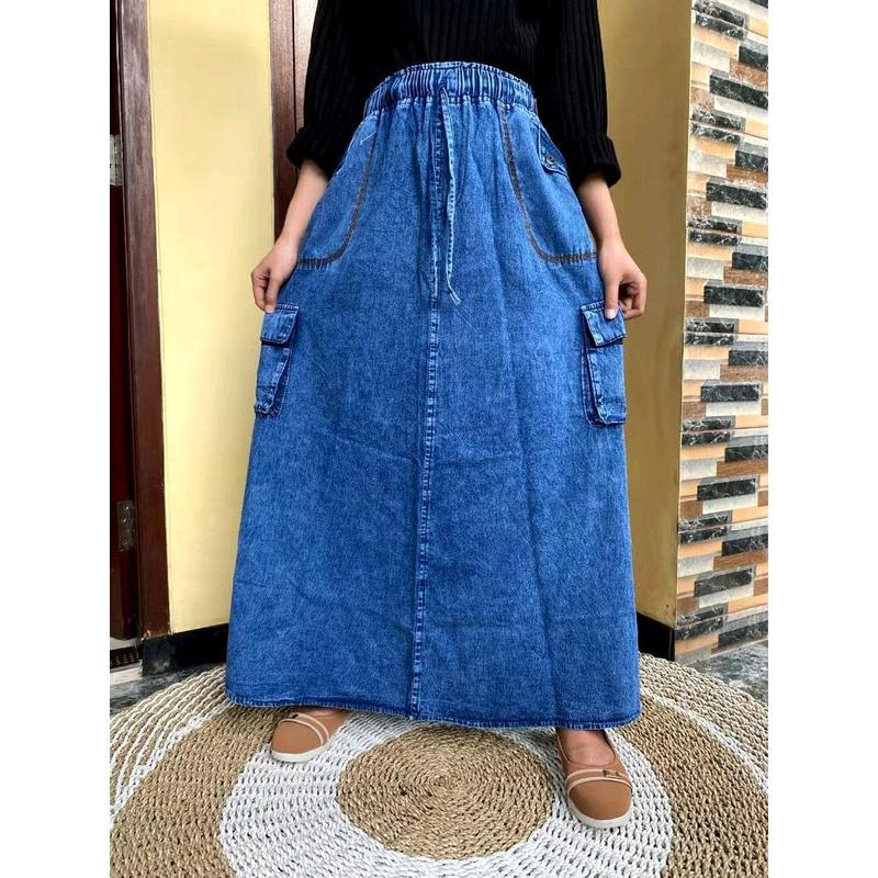 Rok Jeans Cargo - Rok Panjang Cargo - Rok Panjang Wanita - Rok Caro - Rok Mayung - Rok Maxi 5