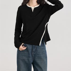 Women's Knit Sweater, Slim-Fitting Long Sleeve Top, Fall Fashion Inner Layer, Casual Round Neck Pullover for Women T80 Womenswear Basic Minimalist