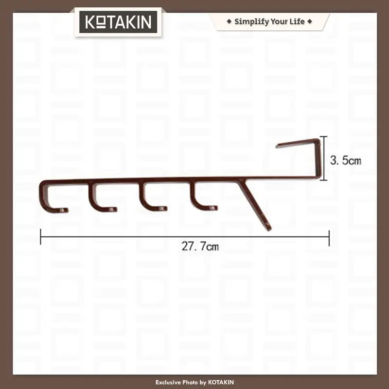 Gantungan Baju Belakang Pintu Cantolan 5 Kait Pakaian Topi Tanpa Paku Steel Cloth Hanger Multifungsi 5