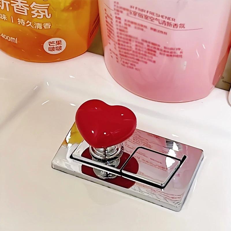 Product Introduction of Handle Toilet Press Button Heart Shaped Press Tank Push Switch Toilet Bathing Room Decor Water Press Flush Button Home Tools 8