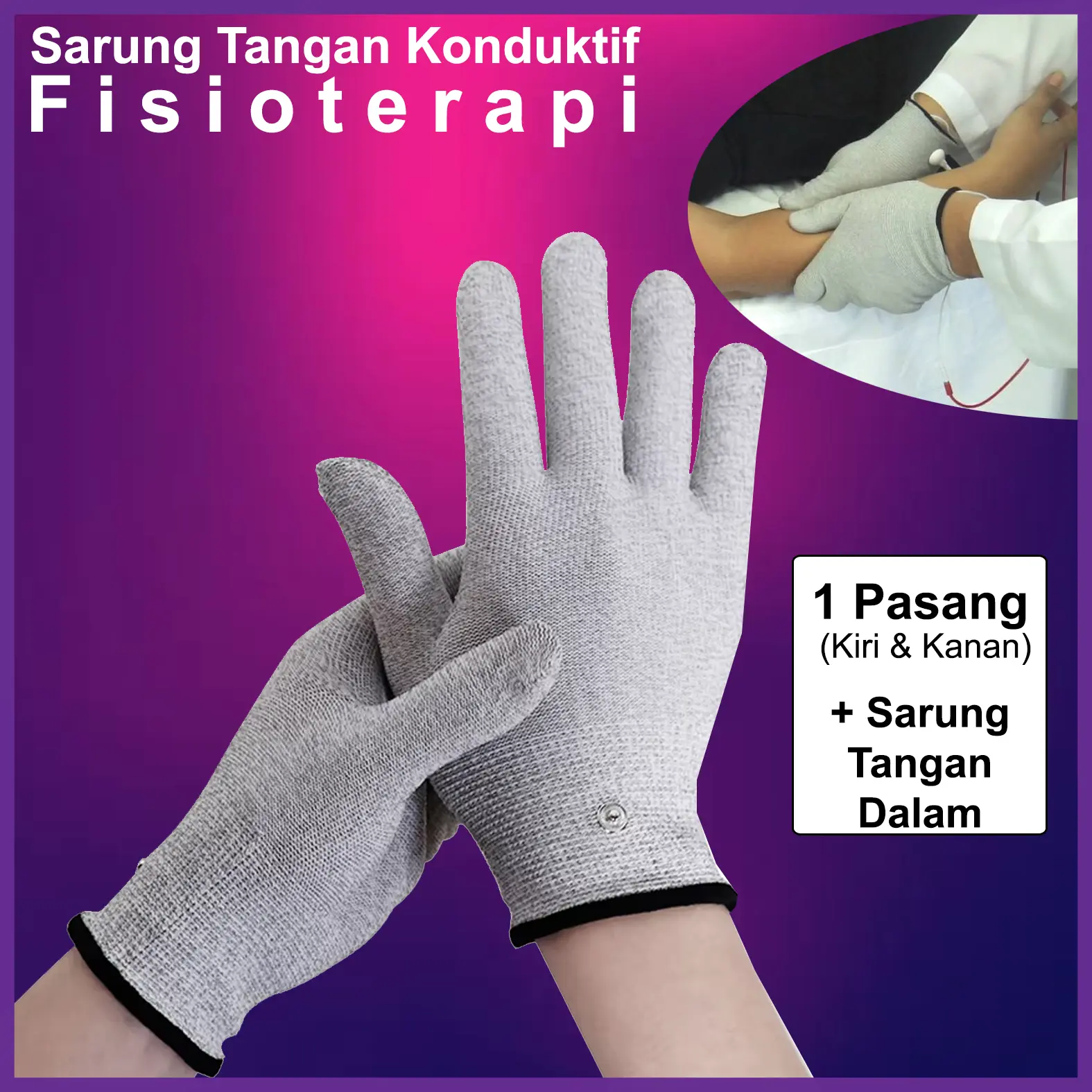 Sarung Tangan Terapi Konduktif | TENS | EMS PMD,DDS,SDZ Dll | Microcurrent Magic Gloves