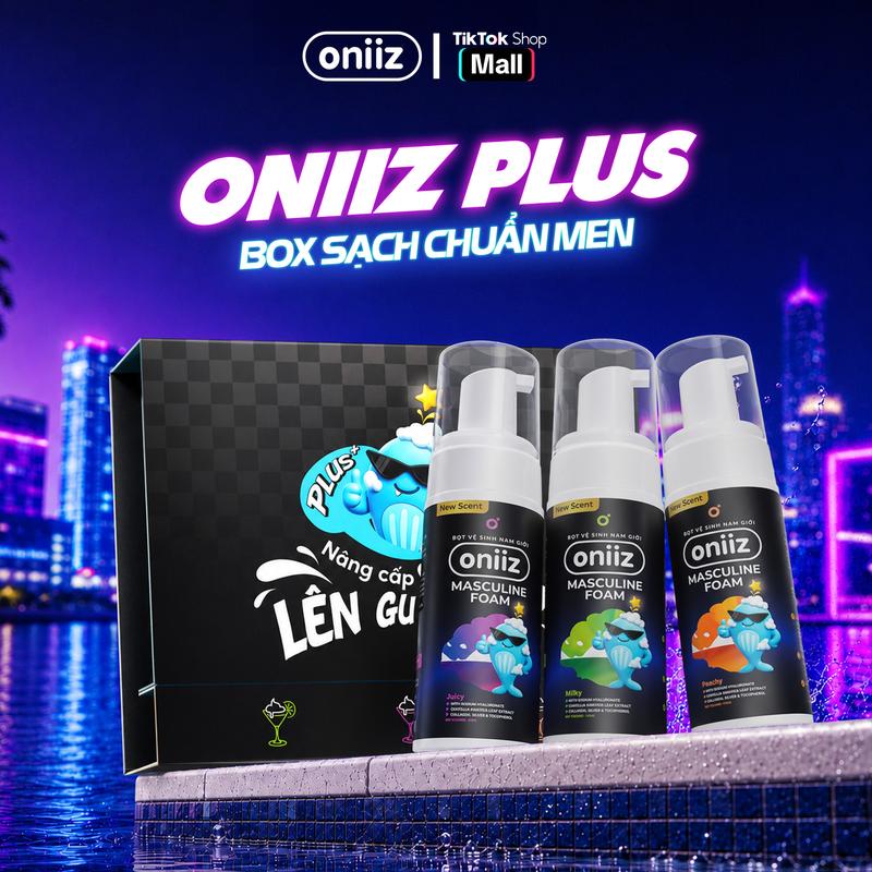 Box sạch chuẩn Men Oniiz - Combo 3 bọt vệ sinh nam giới Oniiz Plus - Dung dịch vệ sinh nam tạo bọt Masculine Foam hương cocktail