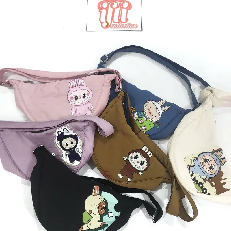 Ifti xeina tas selempang wanita labubu viral slingbag kasual sablon premium karakater bahan nylon muat premiu 1