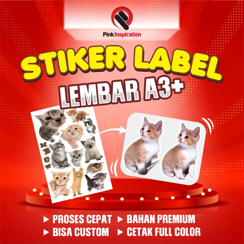 Stiker Label Kromo / Vinyl Sticker Custom Transparan, Putih Kiss Cut - Ukuran A3+ 0