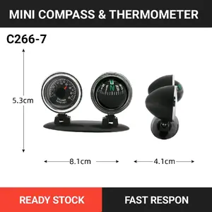 Kompas Thermometer Suhu Mobil C2667 - M8 Compass Mobil Perahu Mini Kompas Kecil