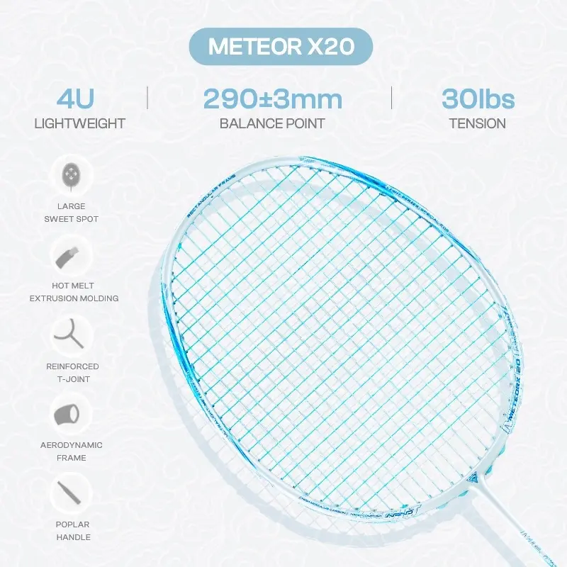 LIMITED PROMOTE FREE GRIP & TAS ｜CONTROL BALANCE Raket Badminton METEOR X20 | HUNDRED Carbon Fiber Original | Free Grip & Tas (Purui/PR) 1
