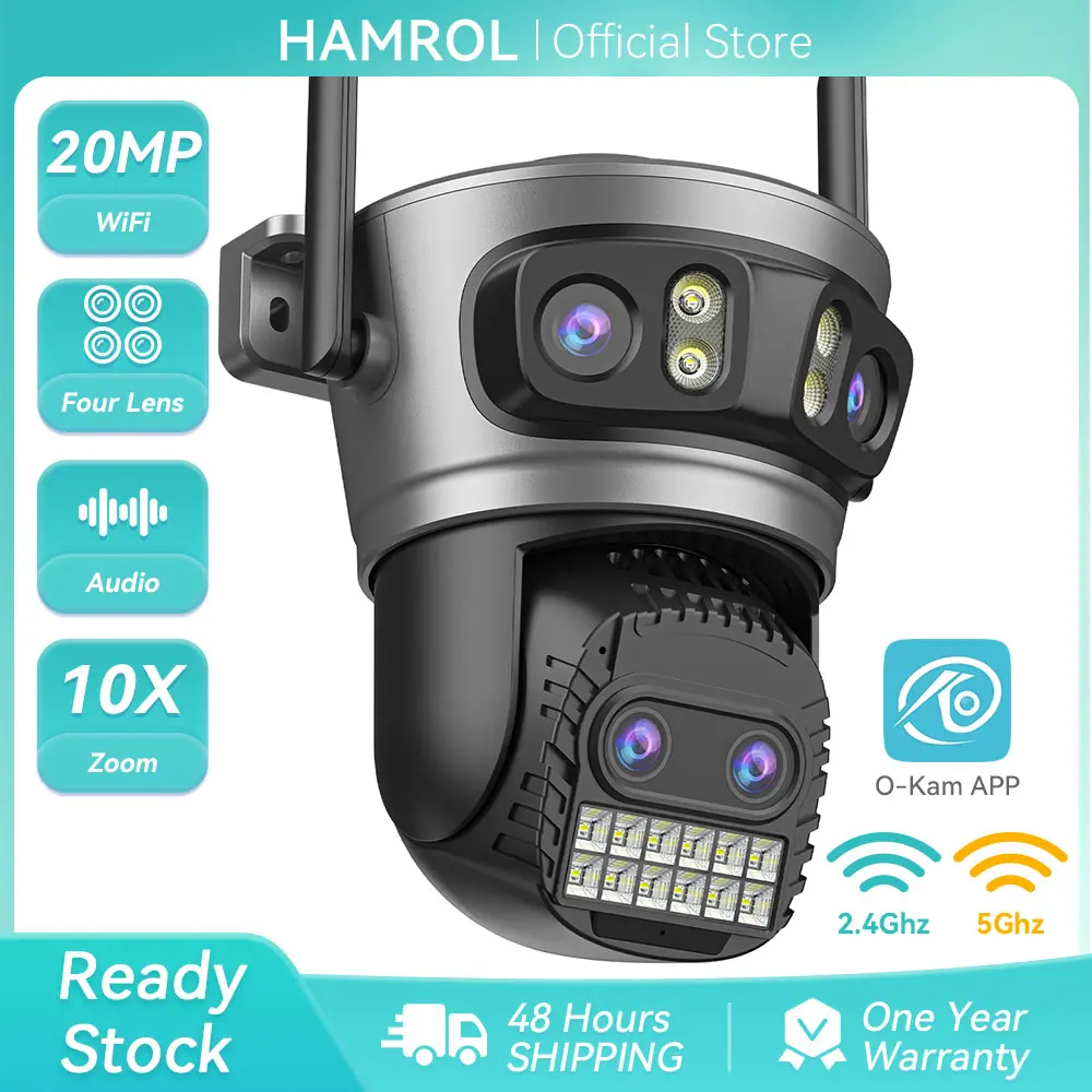 Hamrol 20MP 10X Zoom 5G/2.4G WiFi Camera era 15MP/10MP 5X Zoom PTZ  Kamera CCTV Video Surveillance Garansi 1 Tahun O-Kam Pro APP Wireless