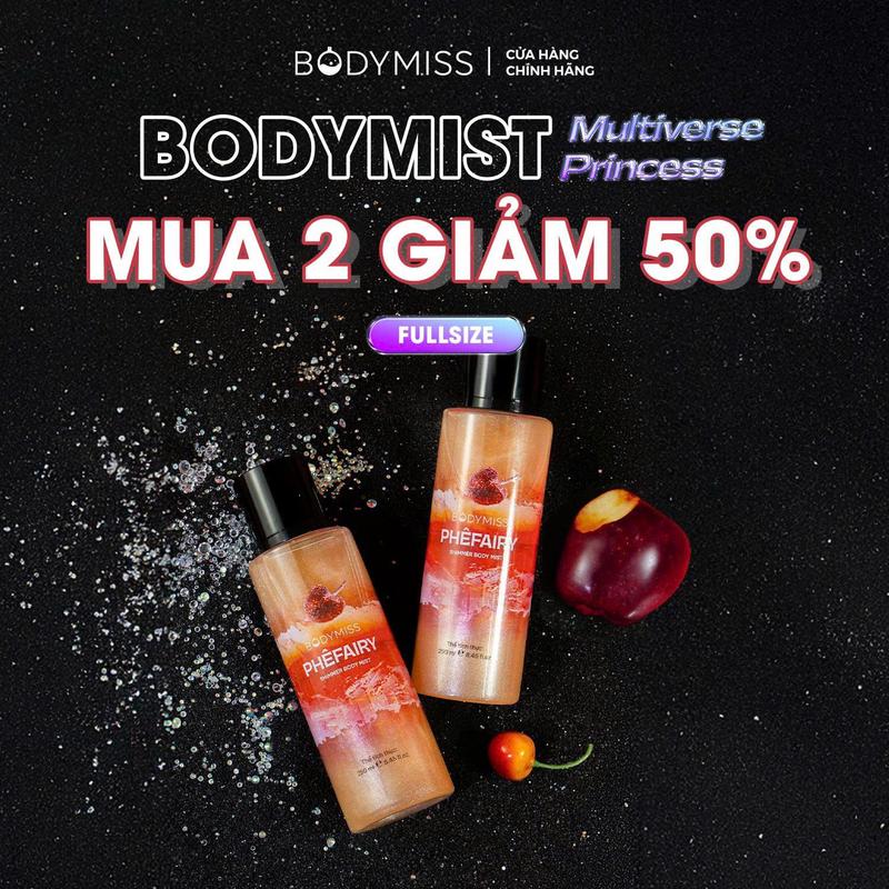 [MUA 2 GIẢM 50%] Body Mist Nhũ Lấp Lánh Cho Nữ BODYMISS Chính Hãng Lưu Hương Thơm Lâu, Xịt Thơm Toàn Thân Body Mist Nhũ Cho Nam Học Sinh Sinh Viên Hương Nước Hoa Perfume  Cosmetic Fragrance Hair Mist 250ml (i)