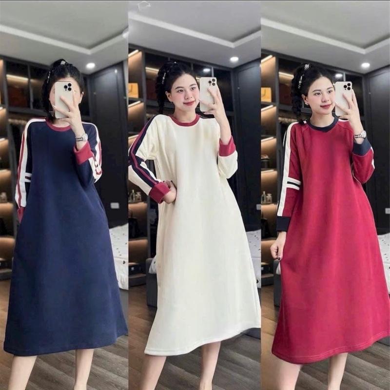 Đầm bầu mùa đông lót nỉ cực dày âm áp TMMK12