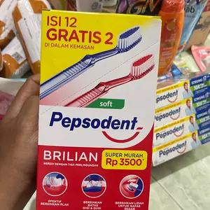 12pcs+2pcs Sikat Gigi Pepsodent brilian lembut Gusi Pembersihan