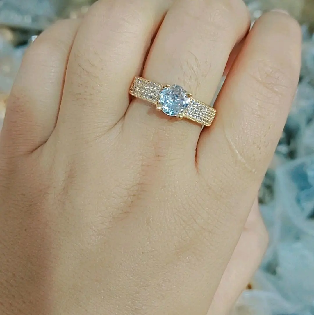Cincin Wanita full Mata sircon anti karat Gold Elegan Permata Rings