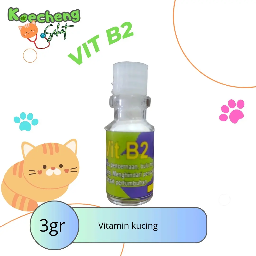 Vitamin kucing B2 utk menguatkan bulu, menambah nafsu makan, memperbaiki bulu, kesehatan mata, dll