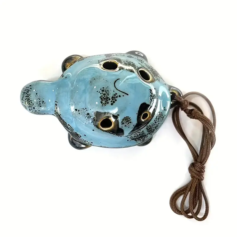 1pc Small Turtle Pottery Flute Cartoon Pottery Flute Puzzle Kiln Transformation Series 6-holes Pottery Flute