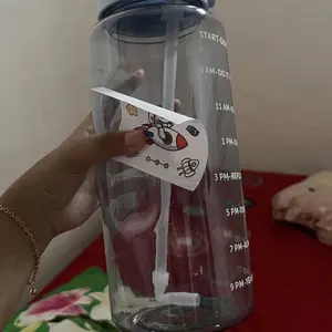 LIVIRO Botol Minum Motivasi 2 Liter Bening Botol Air Olahraga Diet  Jumbo Besar Anti Bocor BPA FREE Gratis Stiker Premium Quality