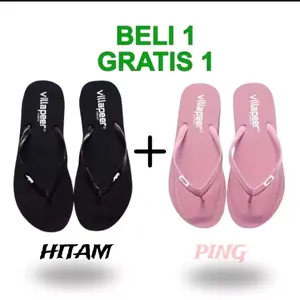 Promo Sandal Jepit Wanita Beli 1 Gratis 1 Villapeer Classic Flip flops Sendal Jepit Trendy Shoes Termurah