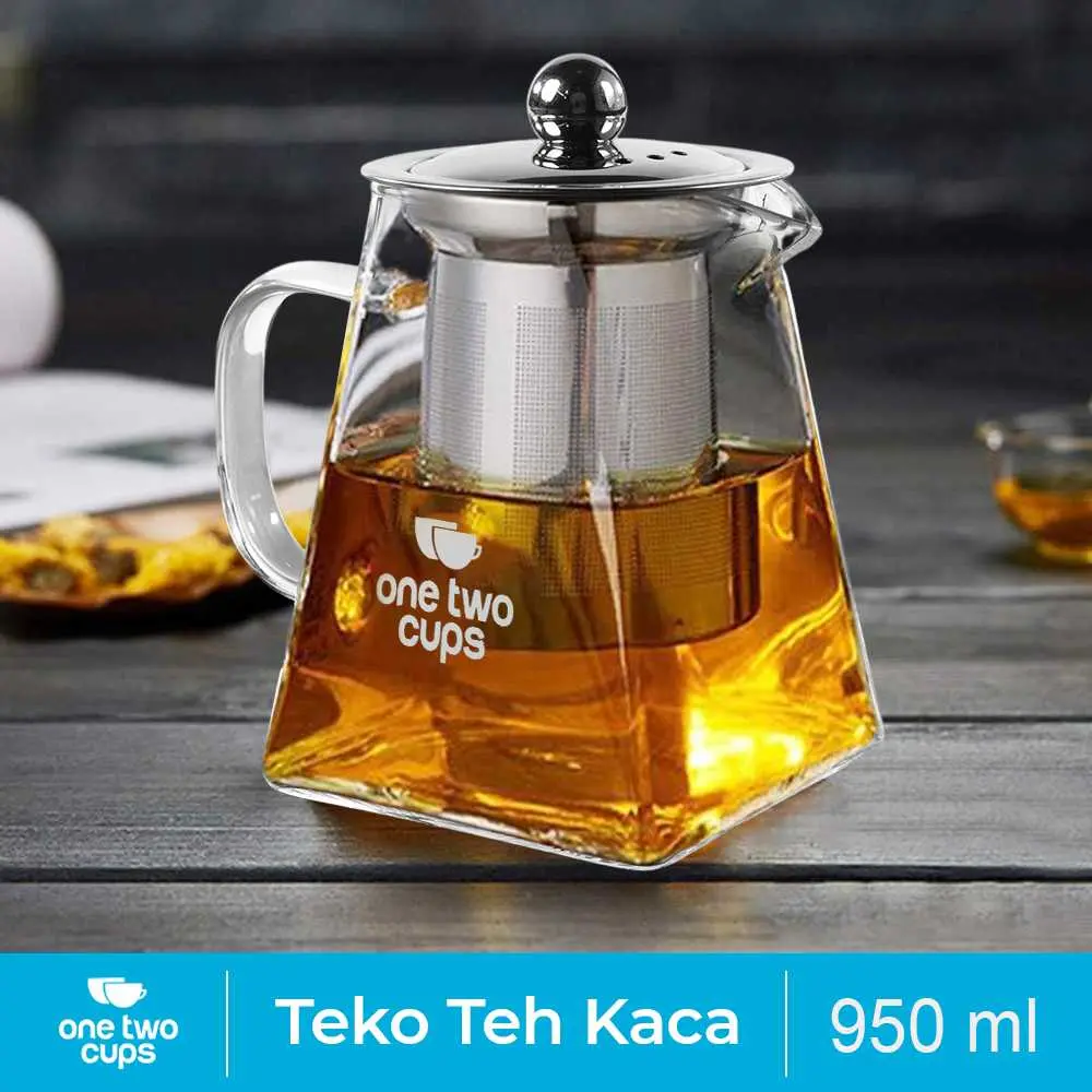 Teko teh kopi bahan kaca dengan saringan stainless filter infuser water Tahan Panas Api kompor Tea teapot  strainer kaca dengan gagang