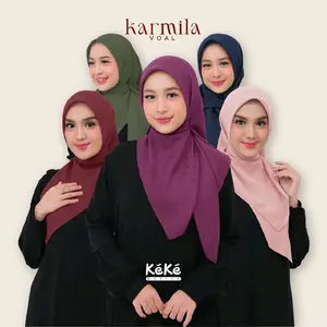 Keke Basics –  Hijab Kerudung Segiempat Ricis Karmila Scarf Lembut Voal Square Hitam Muslim Nyaman