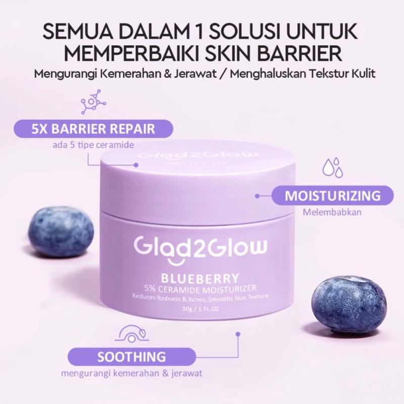 ￼Glad2Glow Moisturizer Series Pomegranate 5% Niacinamide Brightening Blueberry 5% Blueberry Moisturizer Cream 5x Ceramide Skin Barrier Repair Yuja Symwhite 377 Dark Spot Centella Allantoin Soothing Moisturizer Gel Cica Oil-Control Hydrating 3
