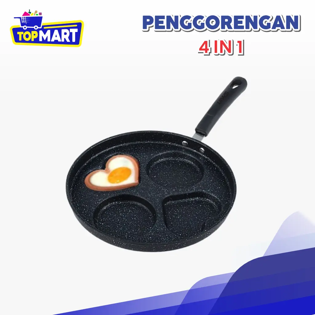 TOPMART - Panci Wajan Penggorengan Telur Pancake 4 Lubang Non Stick Wajan Teflon Telur Anti Lengket