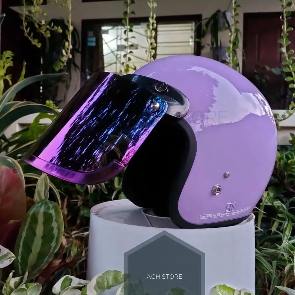 Helm Bogo retro Full Leher SNI Dewasa Pria Wanita Terbaru Termurah 2024 - Ukuran M/L Motorcycle
