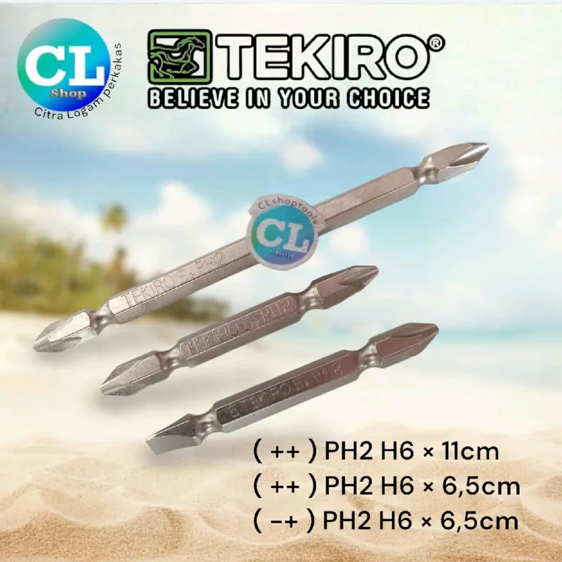 MATA OBENG BOR plus PH2 min panjang 11cm pendek 6,5cm TEKIRO kunci obeng angin baut skrup + - kembang flat 110mm 65mm 0