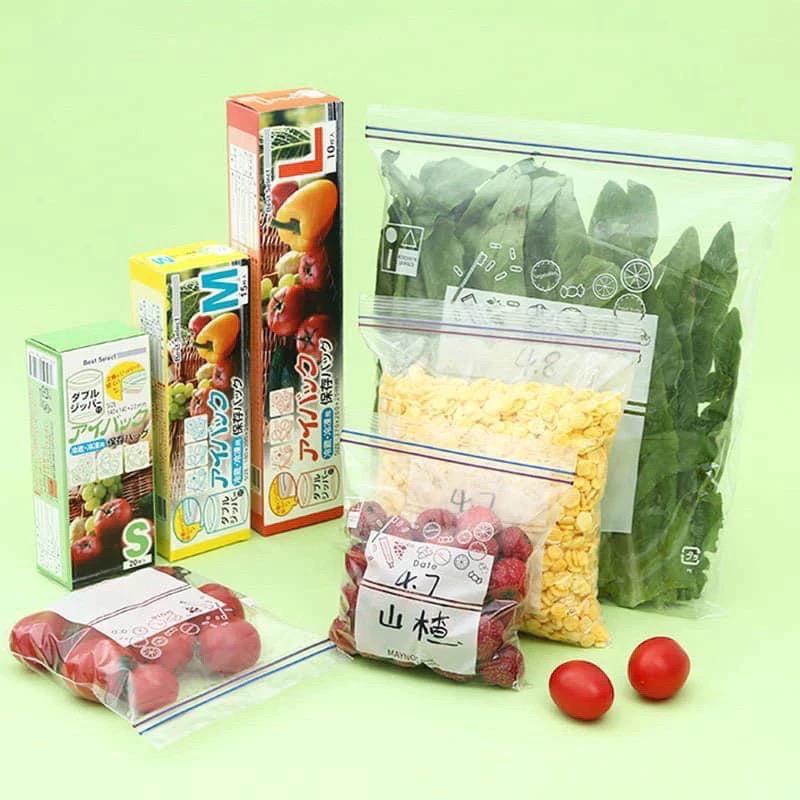  Combo 9 Hộp 3 Size  S,M,L  Túi Zip Đựng Thực Phẩm Bảo Quản Thức Ăn Đồ Khô Đồ Tươi Sống Trong Tủ Lạnh Tái Sử Dụng 