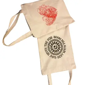 Tote bag unisex dengan design love fingerprint and black sun ray