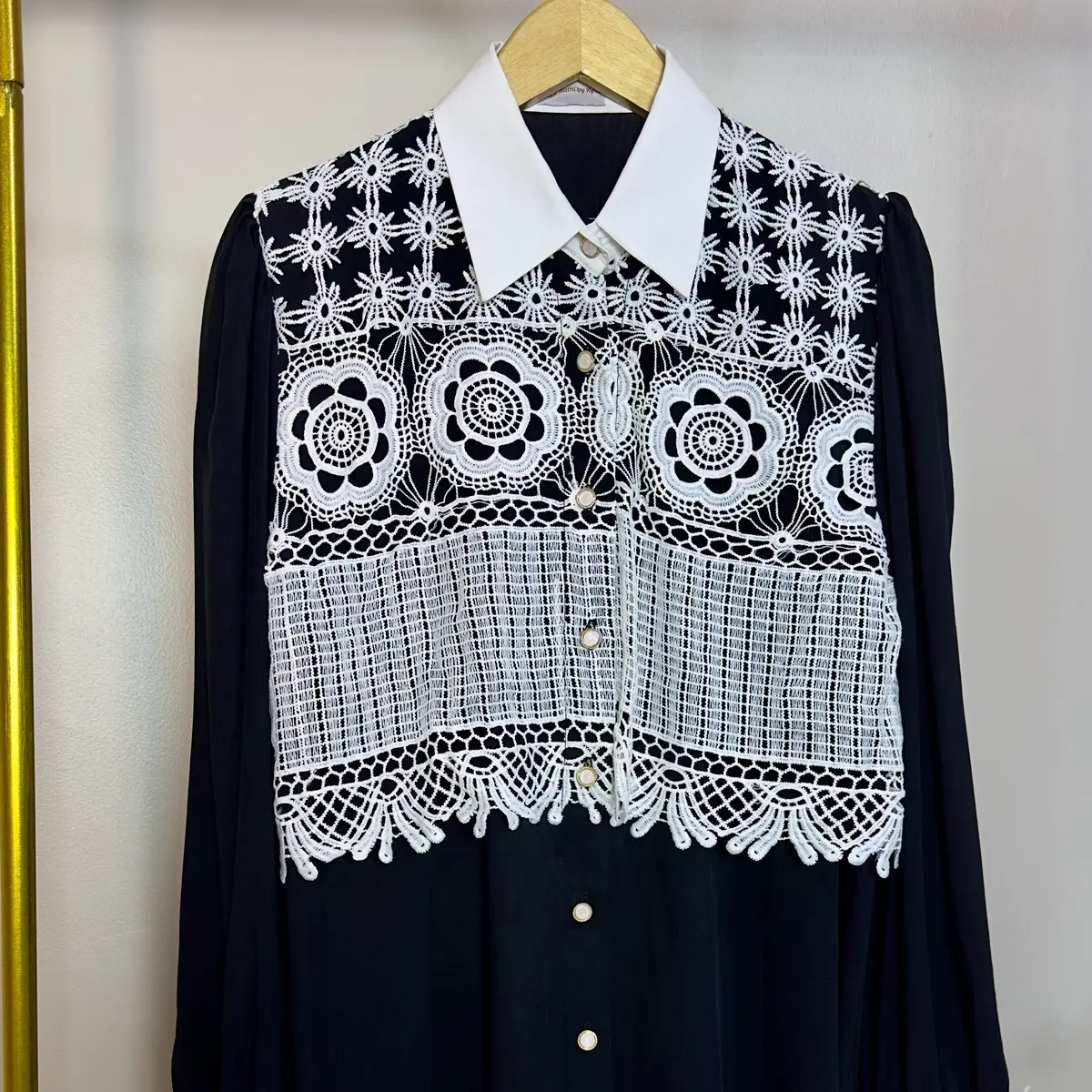 Calla Top Atasan Casual Katun Wanita Kombinasi Brukat