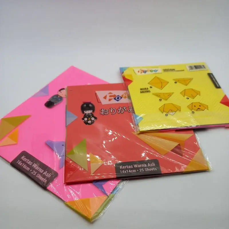 10 Pack ORIGAMI Forte double face flourescent/kertas Lipat Bolak Balik Warna Sama/Kertas Kerajinan Tangan/Kertas Origami 1