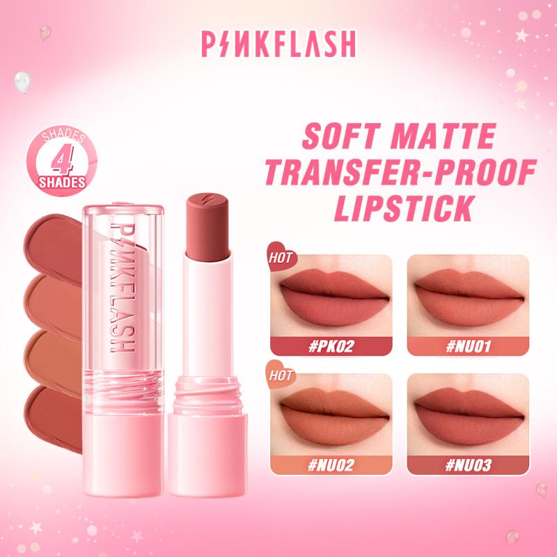 [Official]PINKFLASH #LovingHeart Soft Matte Transfer-proof Lipstick Creamy Smooth Non-crack 12H Wearing Intense Pigmented 1