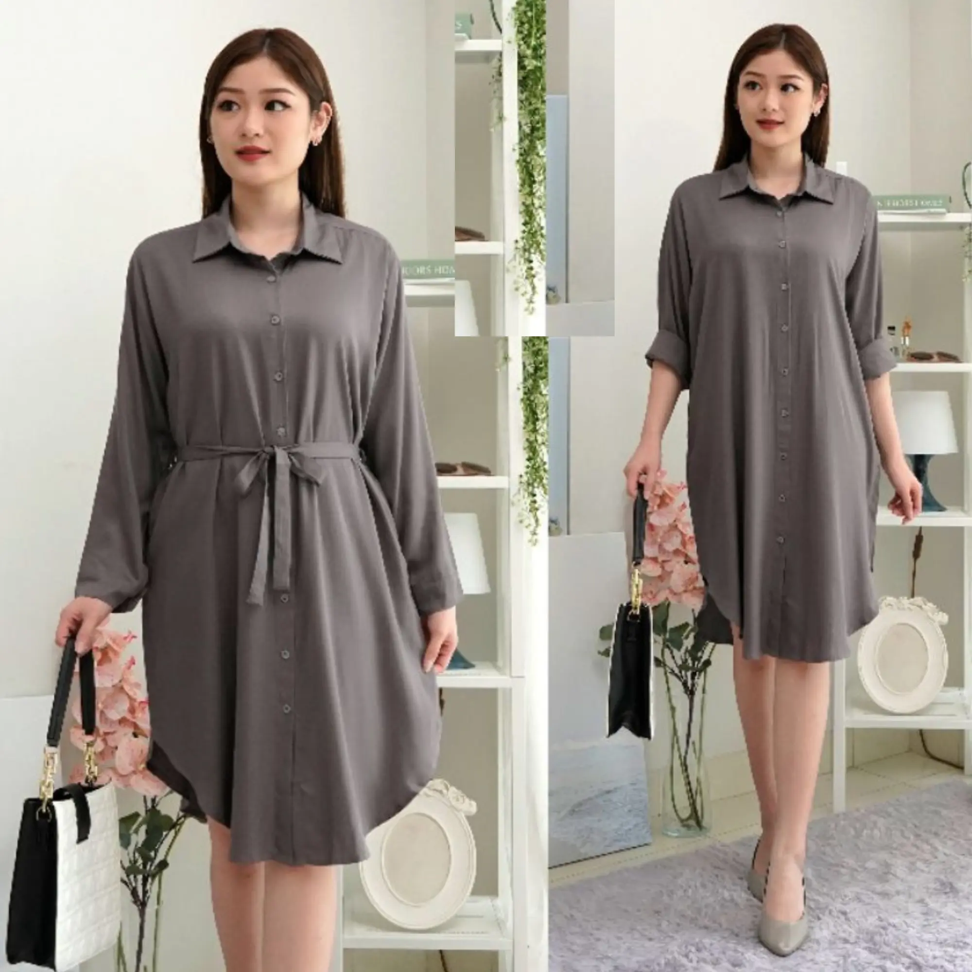 Baju Muslim Wanita Kemeja Tunik Panjang Shakila Twill Nyaman