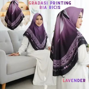 Hijab Bergo Motif Gradasi Pita Jersey Premium Bahan Nyaman 10 Warna Elegan & Tampilan Menarik