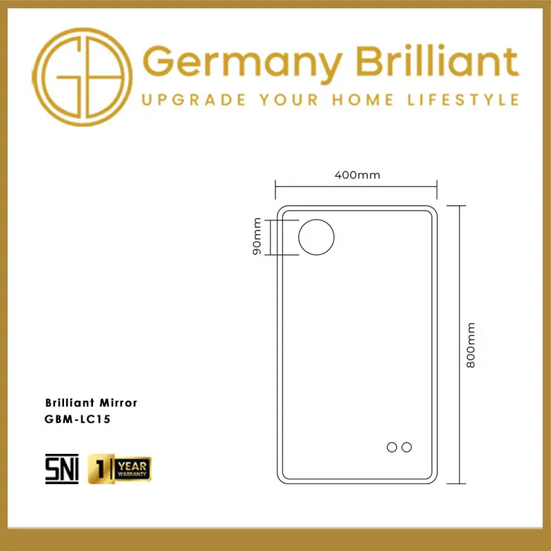 Germany Brilliant Kaca/Cermin LED Kamar/Wastafel Kamar Mandi GBM-LC15 1
