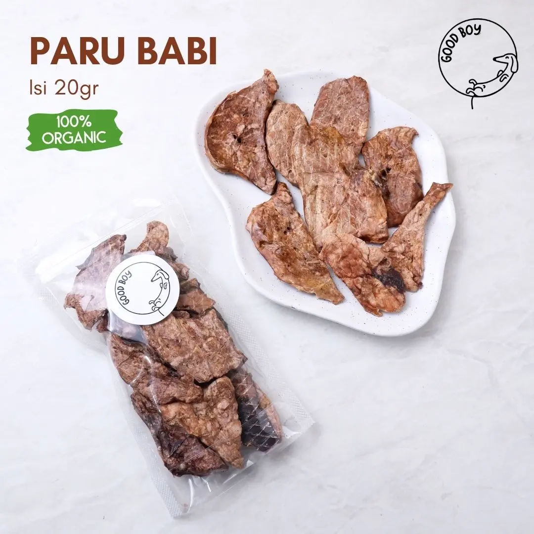 Good Boy Dehydrated Pork Lung Paru Babi Cemilan Jerky Anjing Natural Organic
