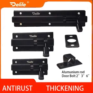 Delile GRENDEL SLOT PINTU Rumah High Quality Lock DELILE 7.5cm "2.3 Dan 6 INC Kunci SSS Stainless Steel Hitam Ultra Heavy Duty Tahan Karat Garansi 5 Tahun