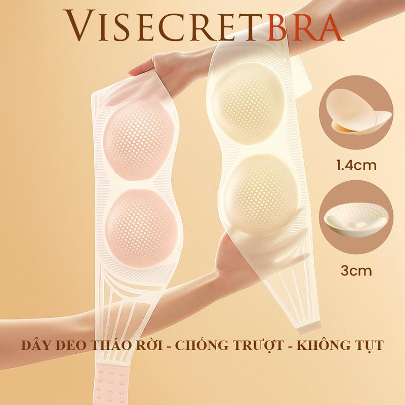 VISECRETBRA Áo Lót Áo Quây Nữ Bra Su Không Dây Nâng Vòng 1 Có Mút Đệm Mỏng Gom Quả Chống Xệ Dây Đeo Tháo Rời Chống Trượt Không Tụt VN250455