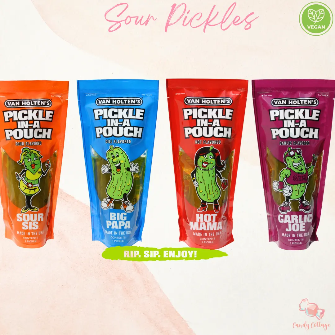 Candy Cottage x Van Houten Pickles - Hot Mama Pickles, Garlic Joe, Big Papa, Sour Sis