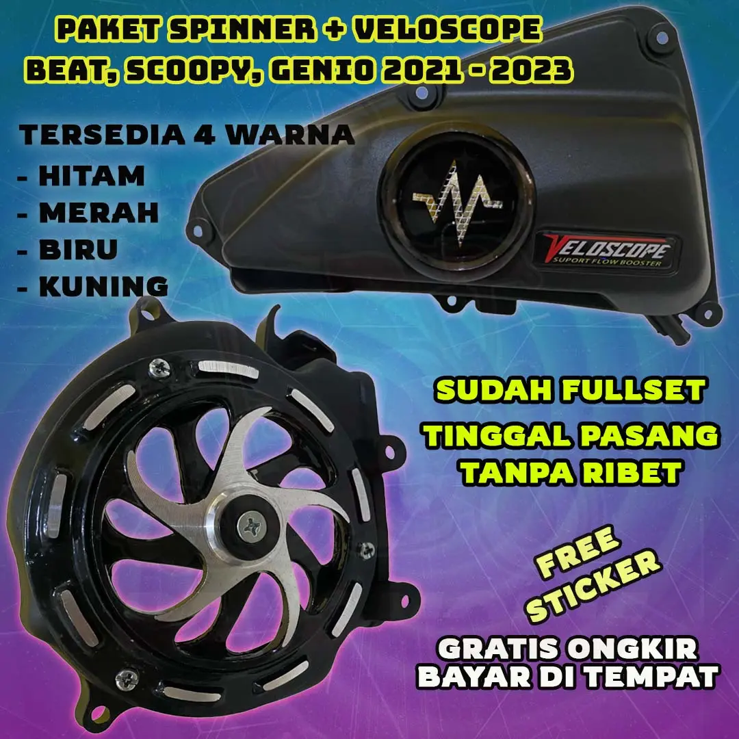 PAKET SPINNER + VELOSCOPE BEAT 2022 SCOOPY 2022 GENIO 2022 TUTUP FILTER VELOSCOPE BEAT 2022 COVER KIPAS SPINER BEAT 2022