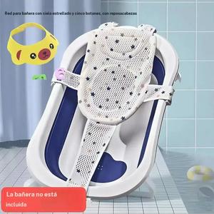 Alfombrilla de baño para bebé ajustable y antideslizante, ayuda para el baño del bebé, estante de seguridad para ducha infantil, alfombrilla flotante para bañera de niño pequeño, posición cómoda sentada y acostada